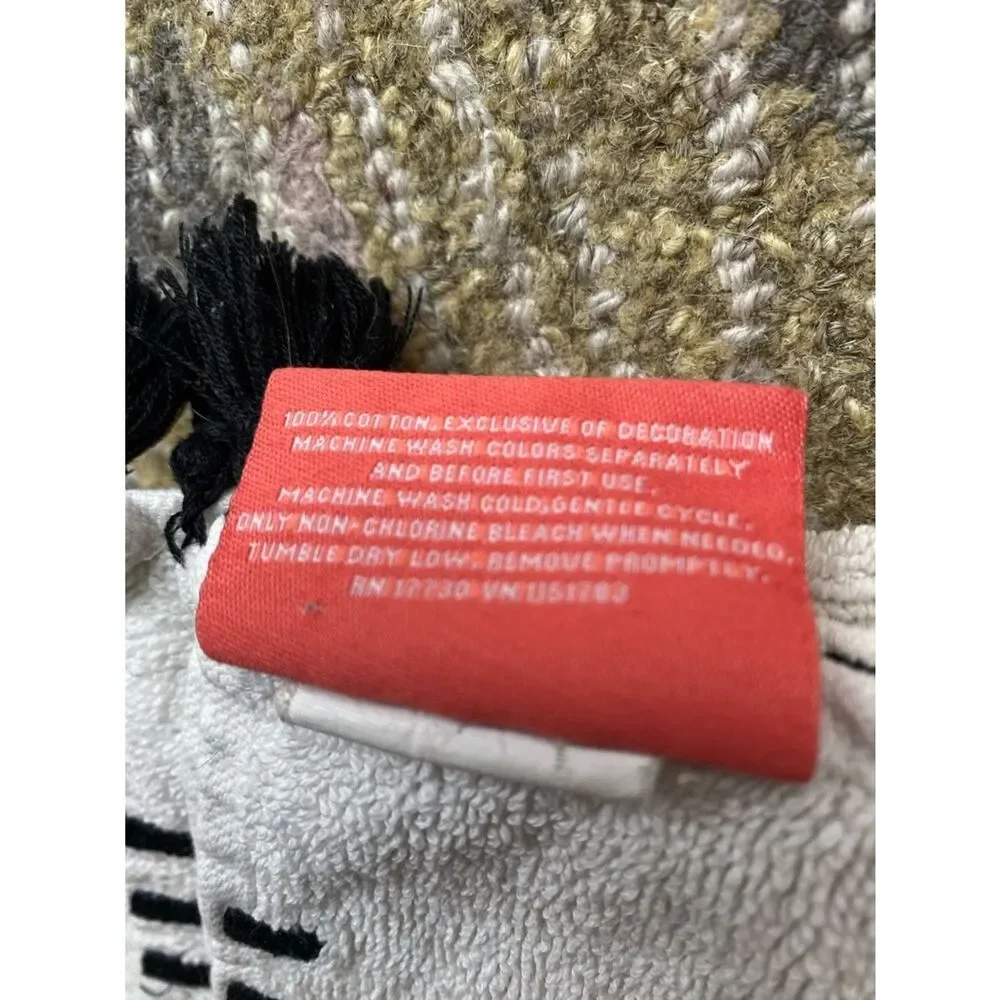 Opalhouse Off White with Black stitch Cotton Hand Towel with Black Tassels